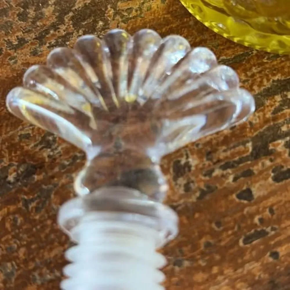 Vintage 1960s–1970s Amber Pressed Glass Decanter with Clear Glass Stopper